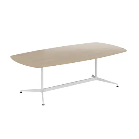 Loft Barrel Table - 2400 - Single Frame - White - Kendal Oak